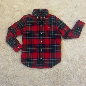 Vineyard Vines Kids' Red and Dark Green Plaid Shirt